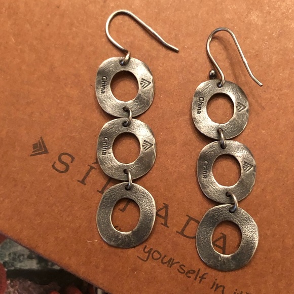 Vintage Silpada Sterling Triple Ring Earrings